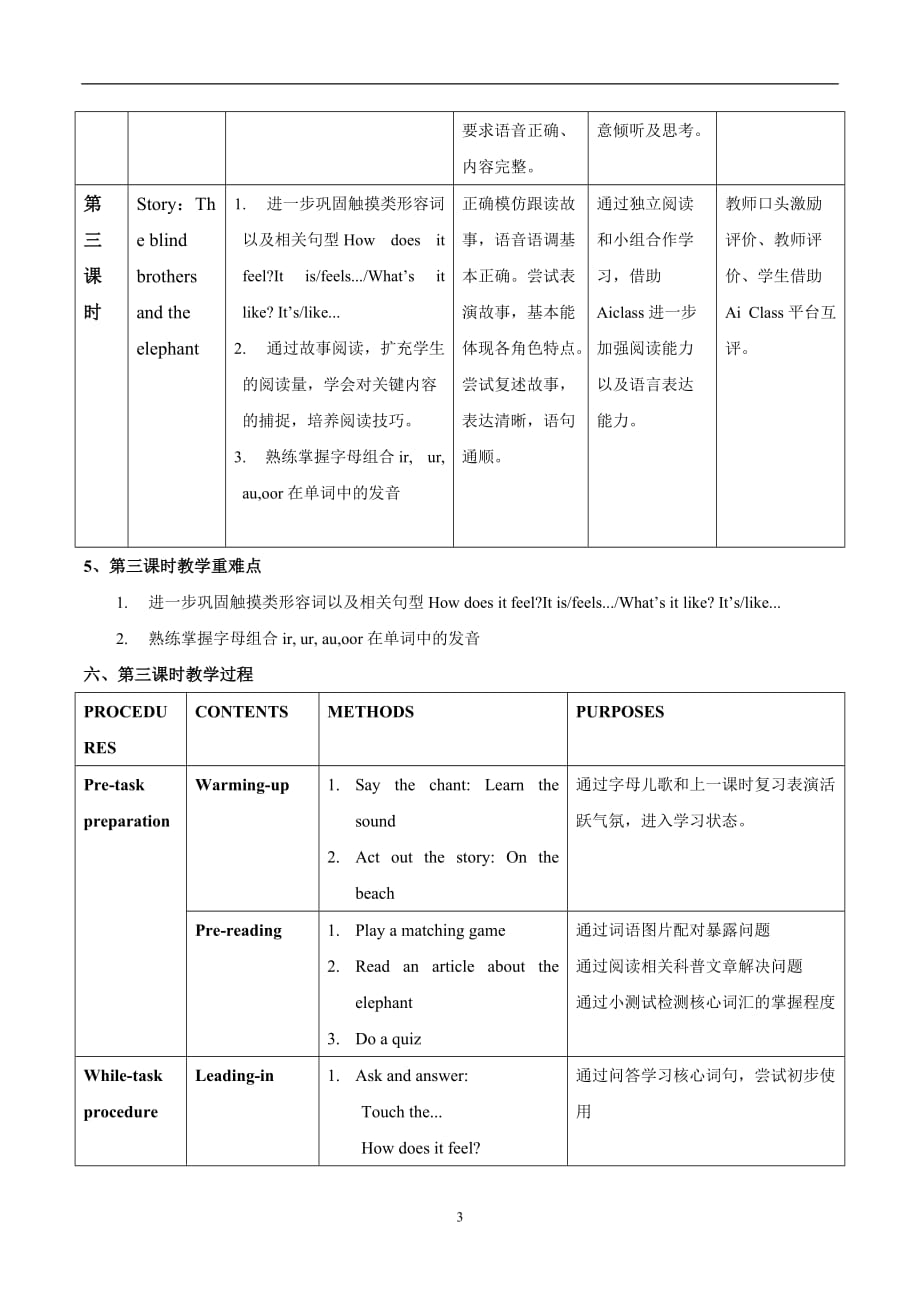 牛津上海版2020年四年级下册英语Module 1 Unit 2 How does it feel (Period 3)教案_第3页