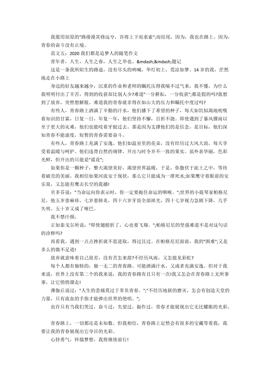 2020我们都是追梦人的随笔作文_第4页