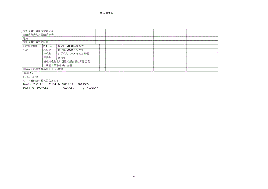 金融保险营业税纳税申报表doc-宜宾市残疾人联合会_第4页