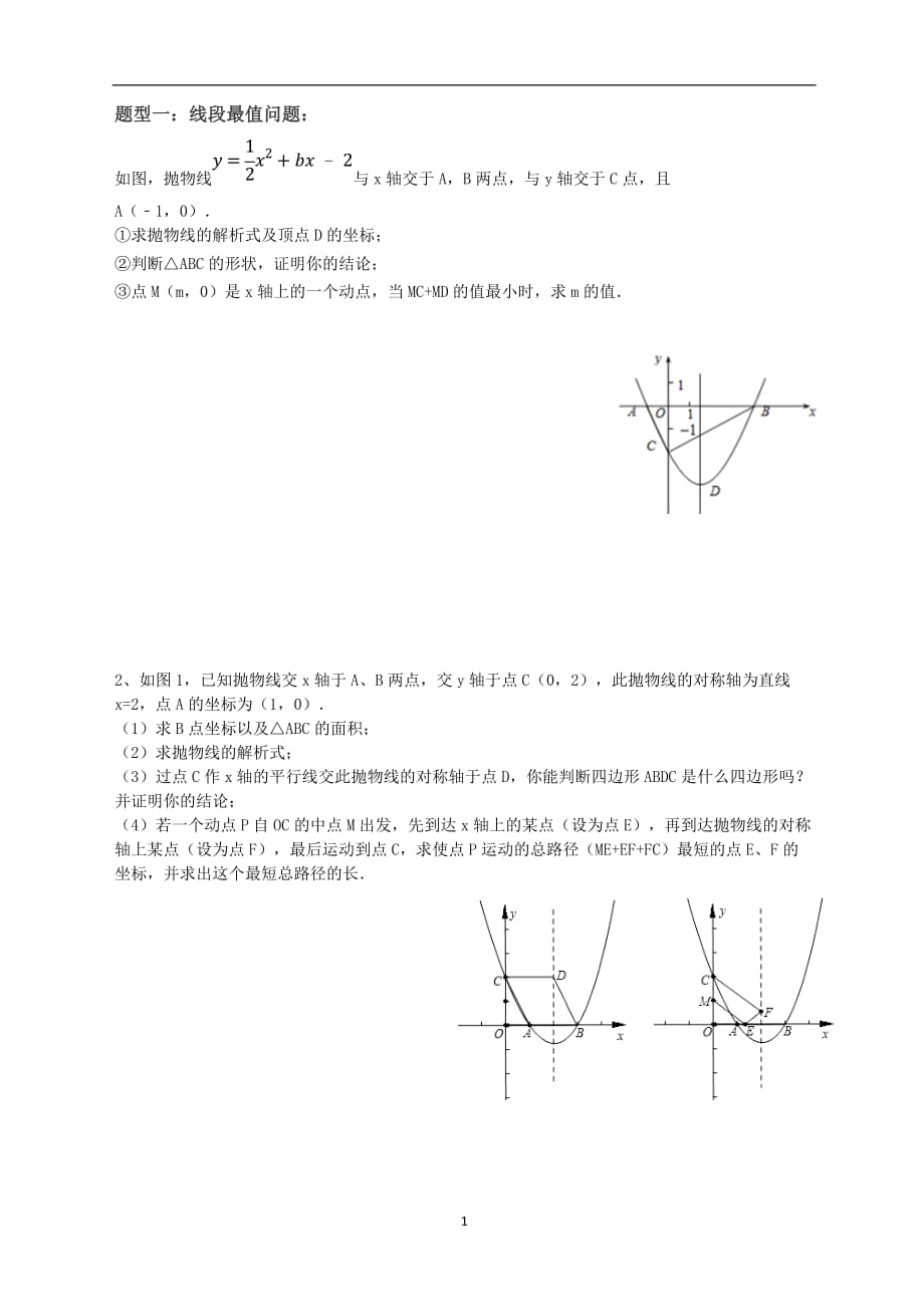 2020年整理中考二次函数压轴题专题分类训练.doc_第1页