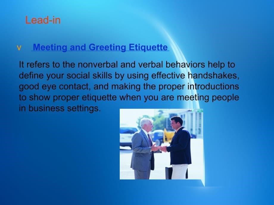 国际商务礼仪(第二版) Unit Four Meeting and Greeting Etiquette课件_第5页