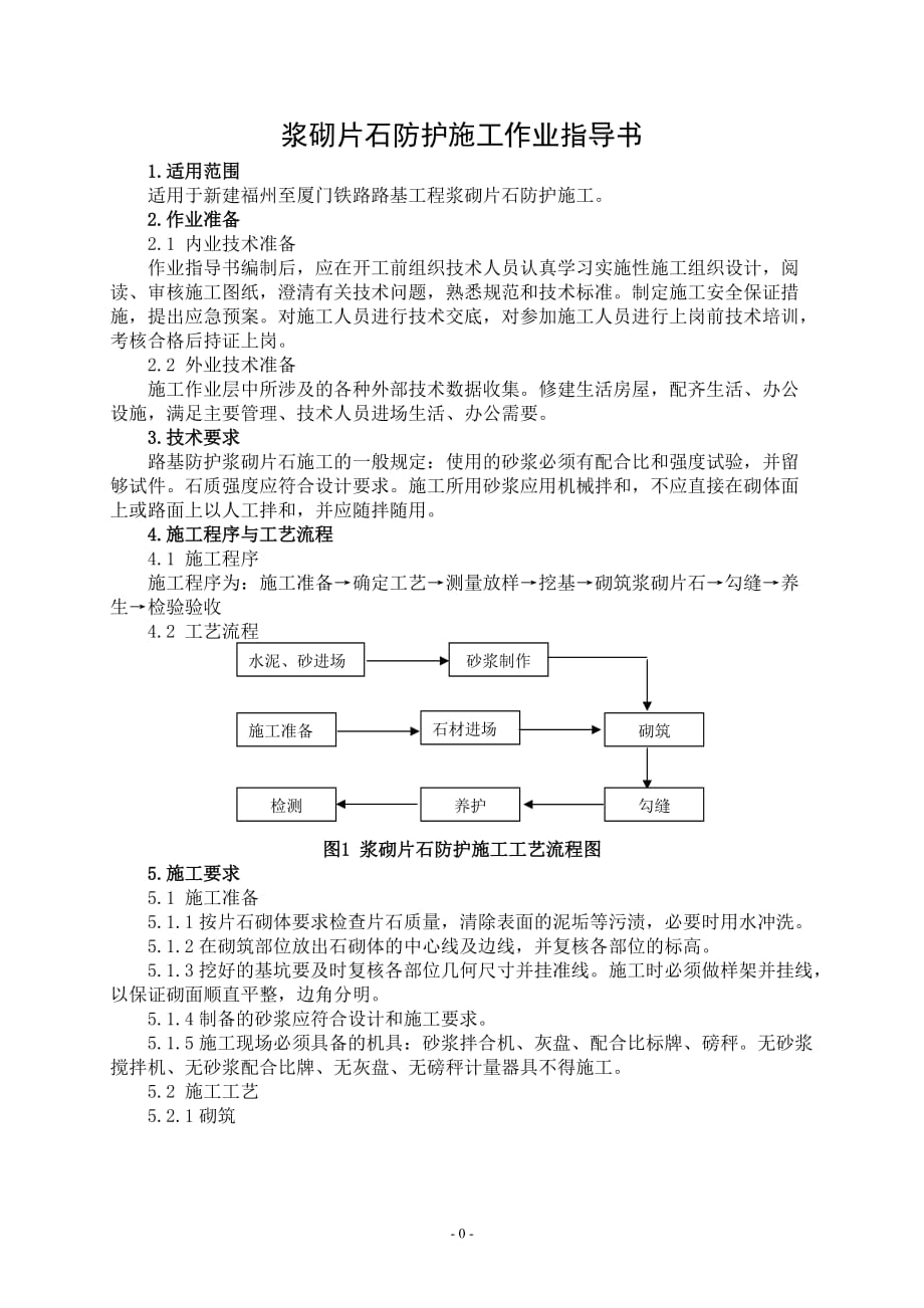 路22浆砌片石防护施工作业指导书（中铁上海局）_第1页