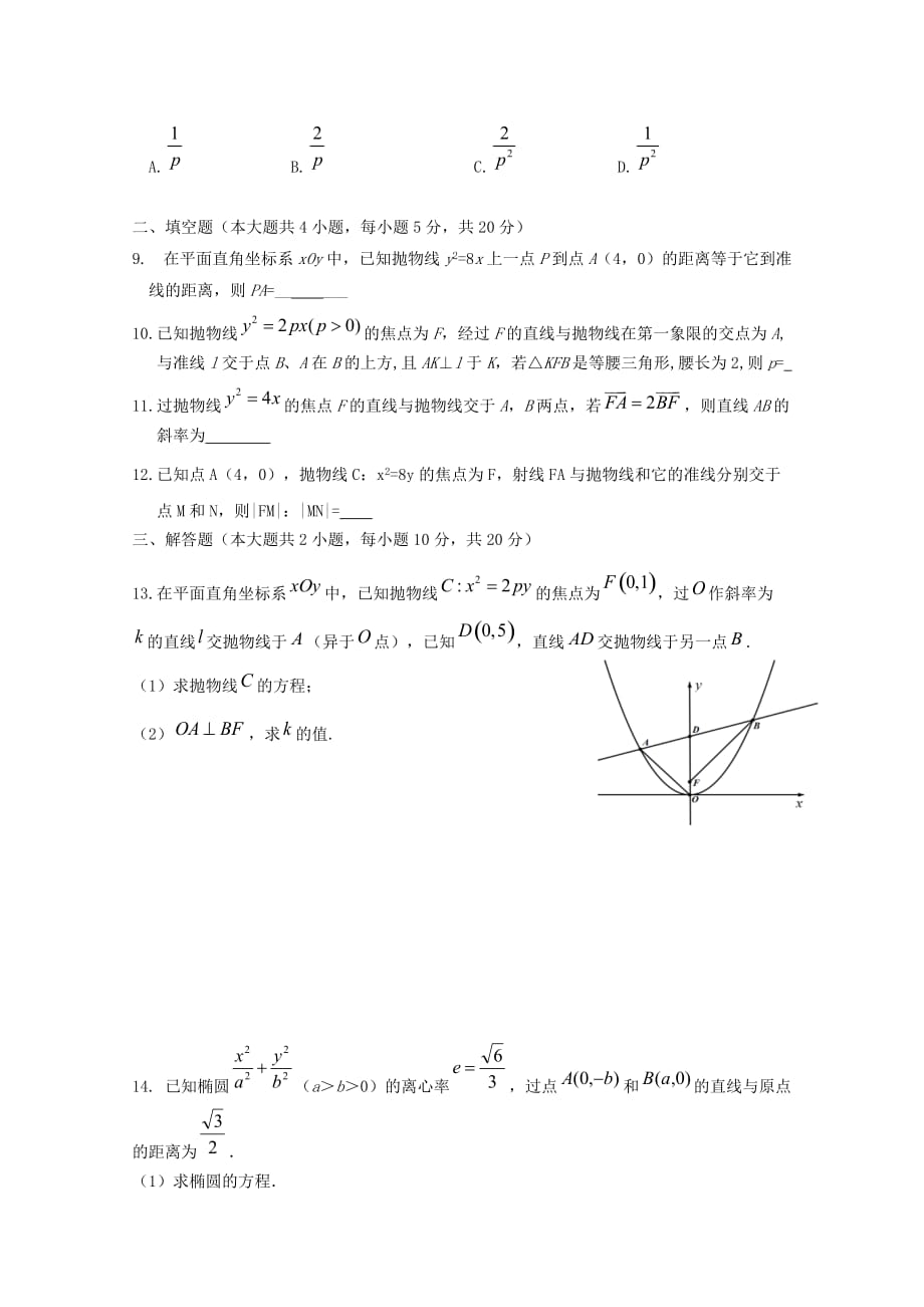 江西省2018-2019学年高二数学上学期周考十三理A[含答案]_第2页