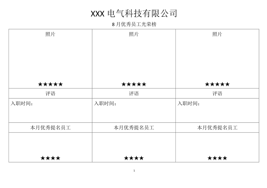 2020年整理月度优秀员工表彰.doc_第1页