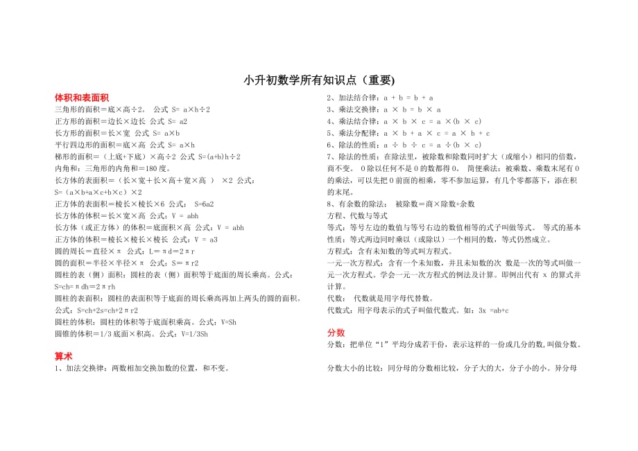 小升初数学所有知识点(重要)-_第1页