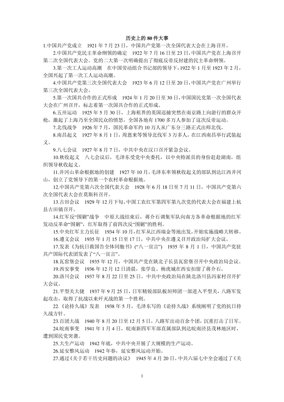 中国共产党历史上的80件大事（2020年整理）.pdf_第1页