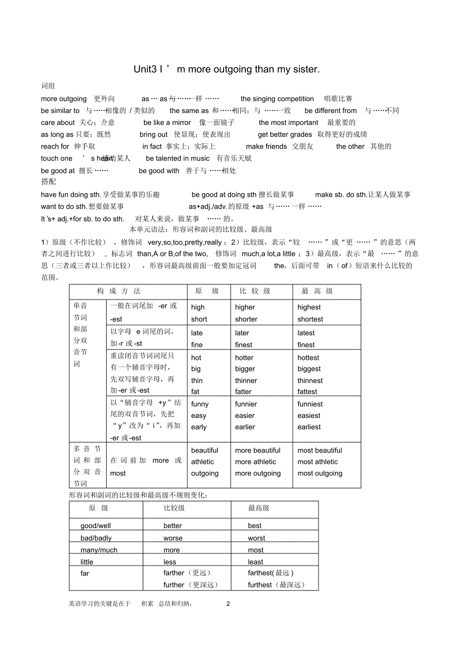 (完整版)新版英语人教版八年级上册各单元知识点_第2页