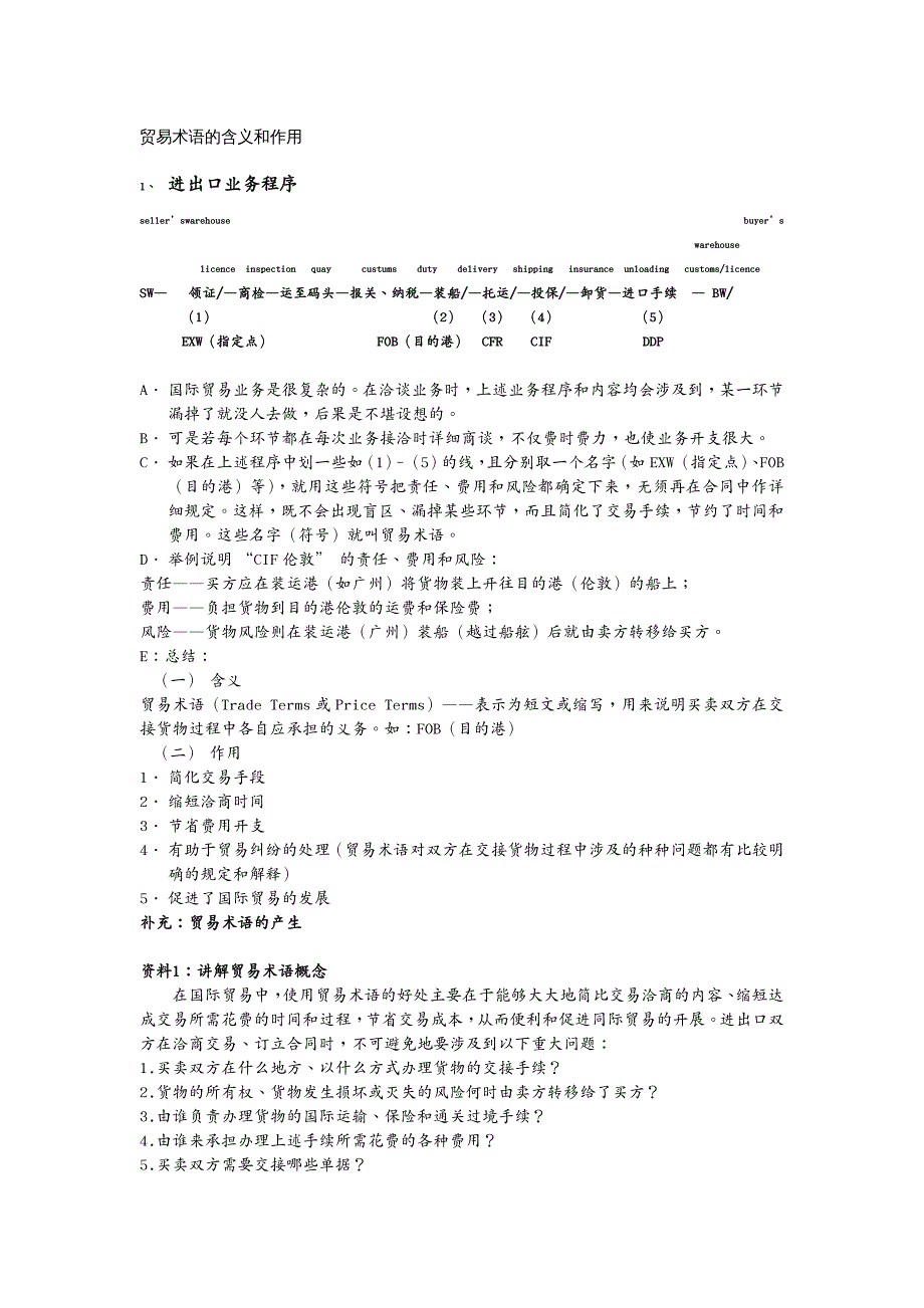 国际贸易单证学习资料贸易术语_第2页