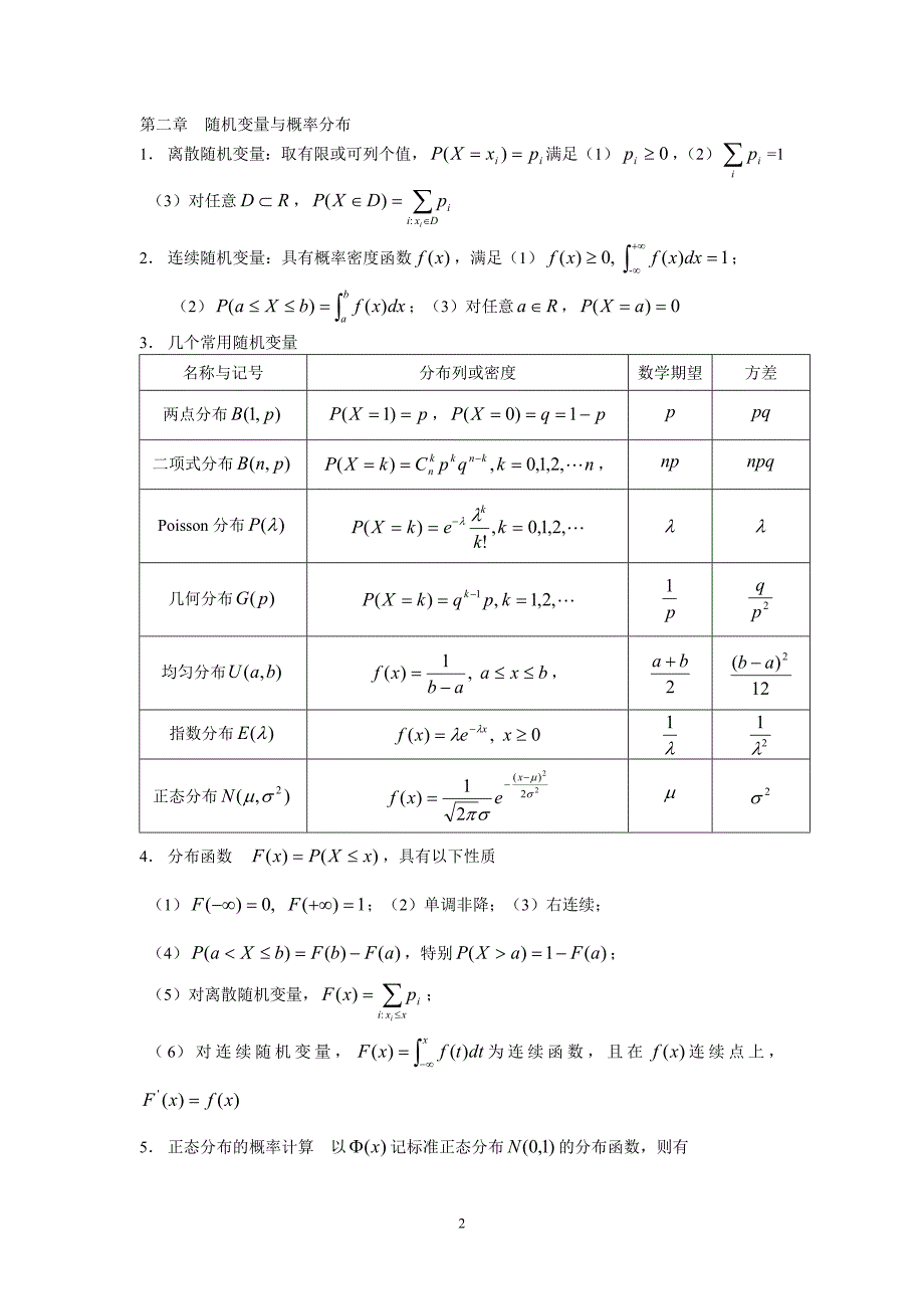1434编号概率论与数理统计复习资料要点总结_第2页