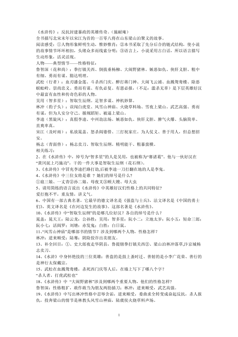 2020年整理水浒传复习提纲.doc_第1页