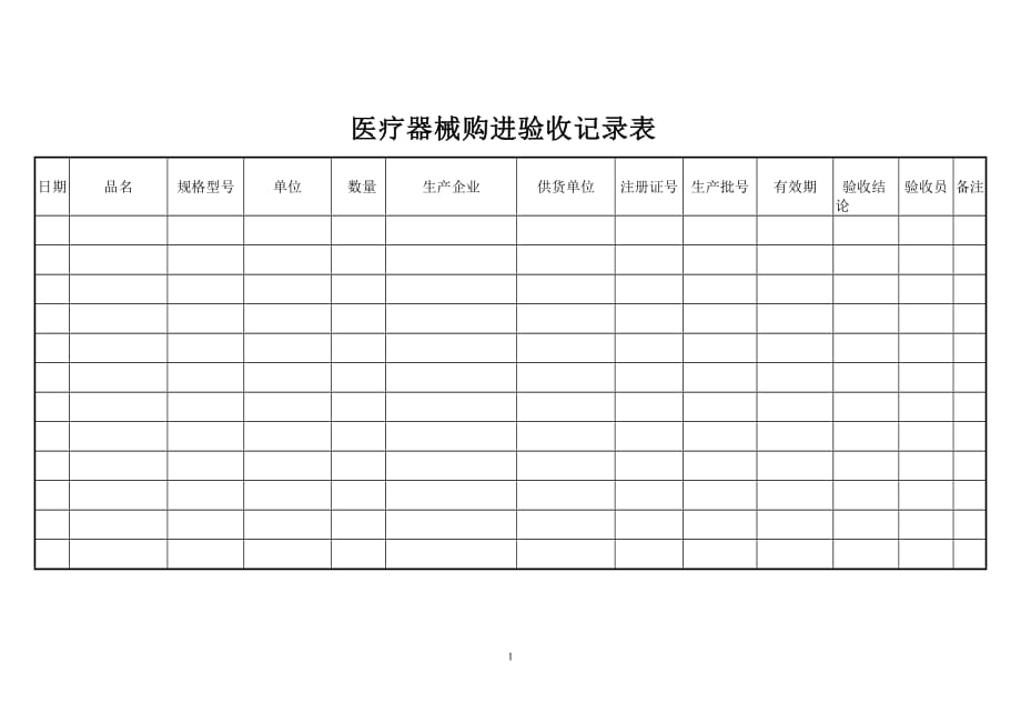 2020年整理医疗器械购进验收记录表.doc123 1.doc_第1页