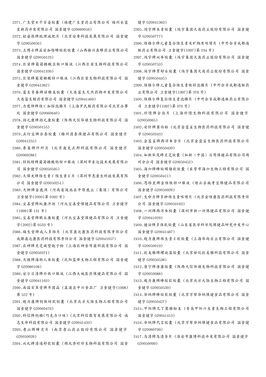 保健食品 保健食品目录_第2页