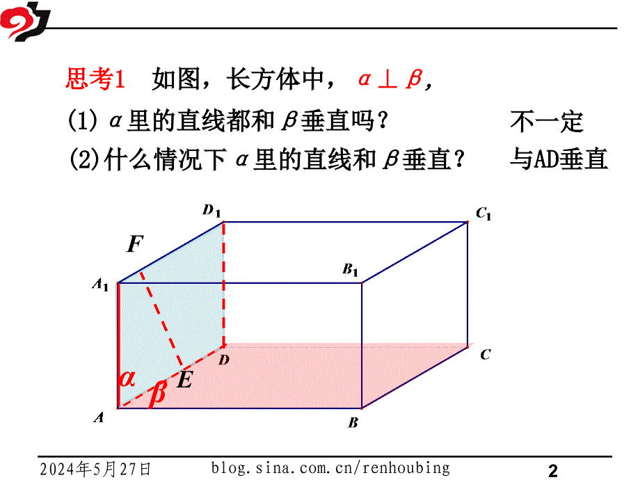 平面与平面垂直的性质定理典型课件_第2页