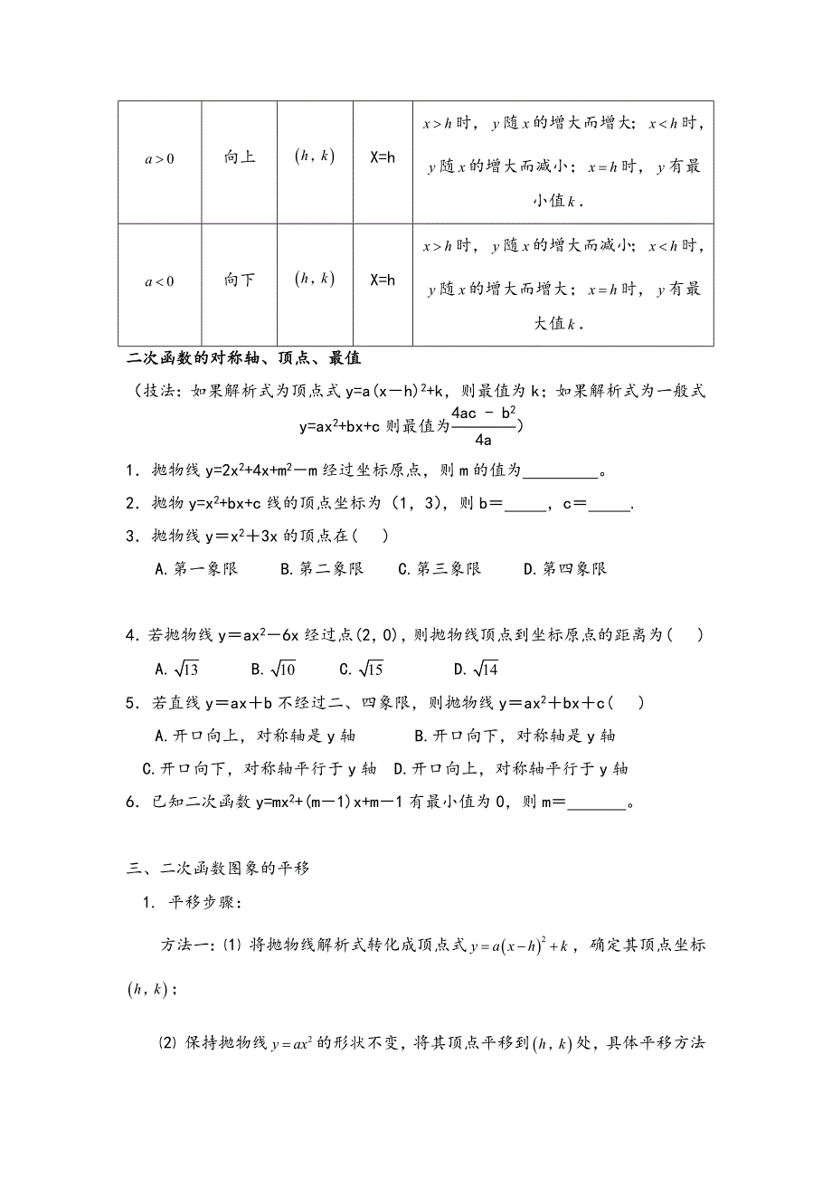 {精品}二次函数知识点总结和题型总结_第3页