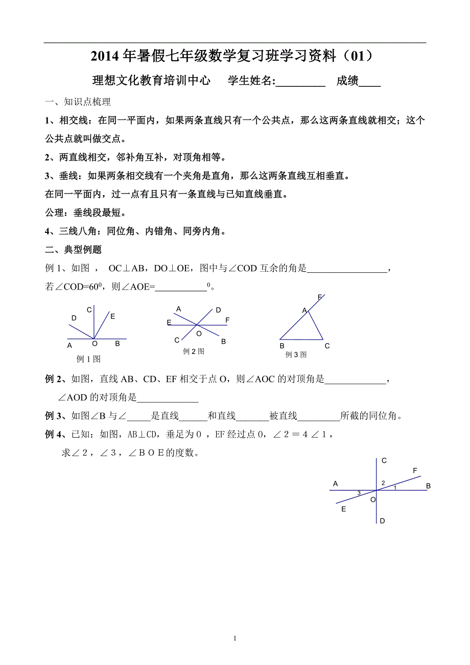 2020年整理最新人教版初一数学下册全册复习资料.doc_第1页