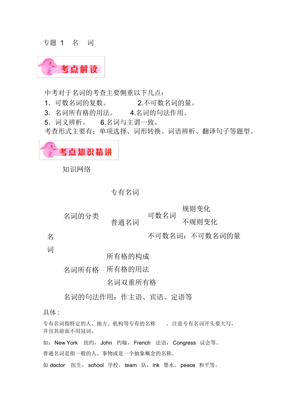 中考英语专题_名词与冠词_第1页