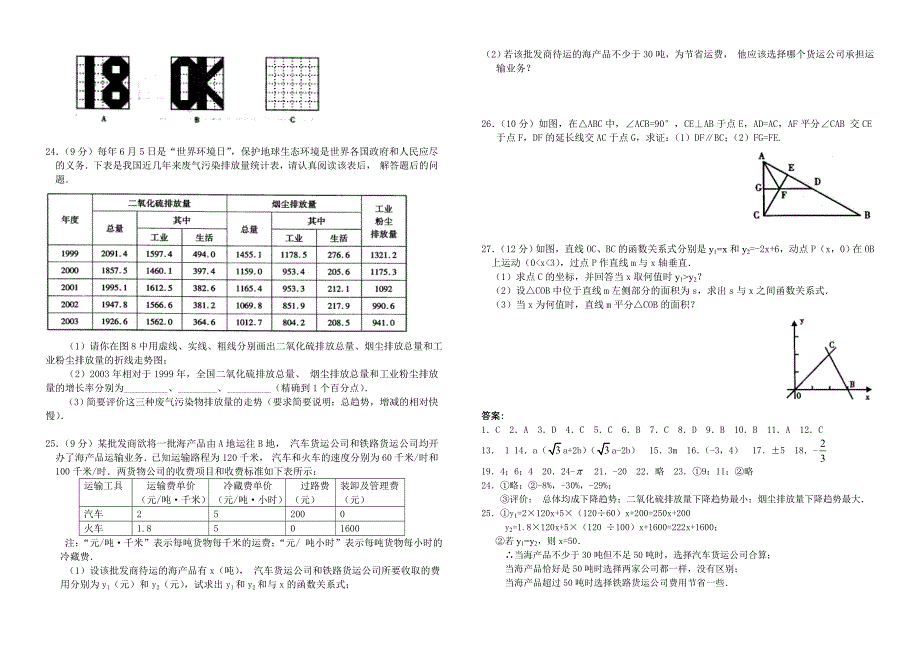 人教版八年级上数学期末考试试卷(、15套)_第2页