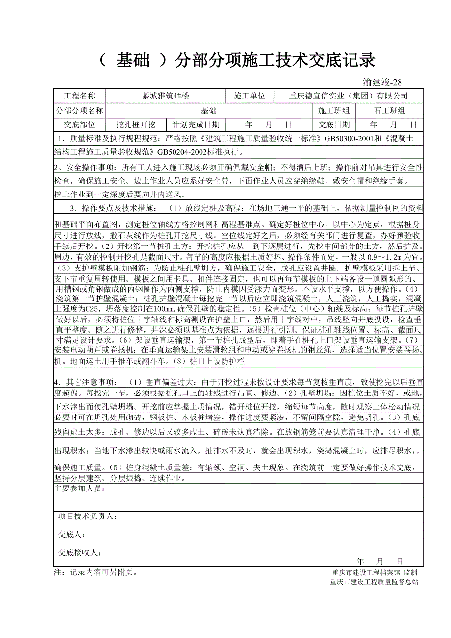 28 ( )分部分项施工技术交底记录_第1页