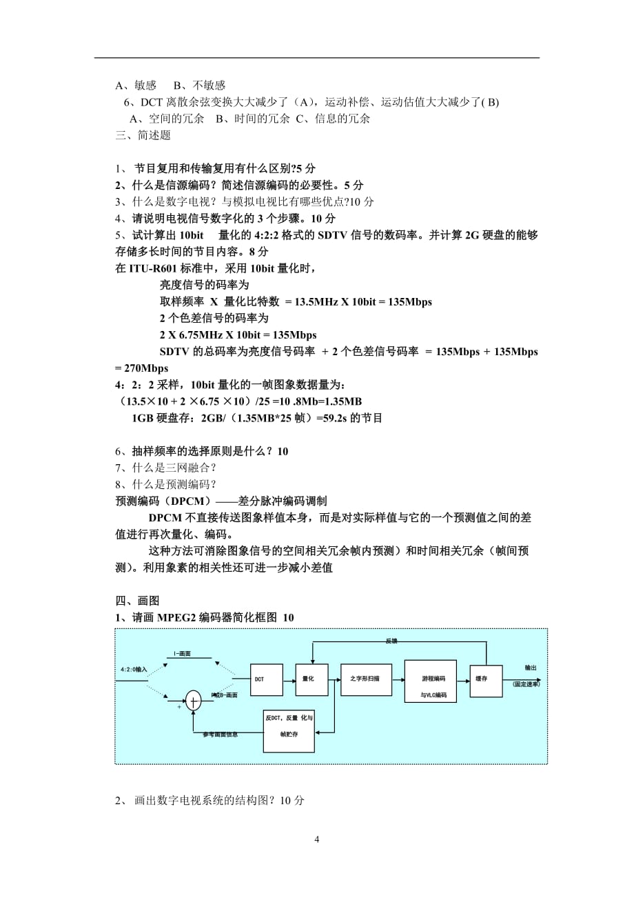 2020年整理数字电视技术考试题(参考).doc_第4页