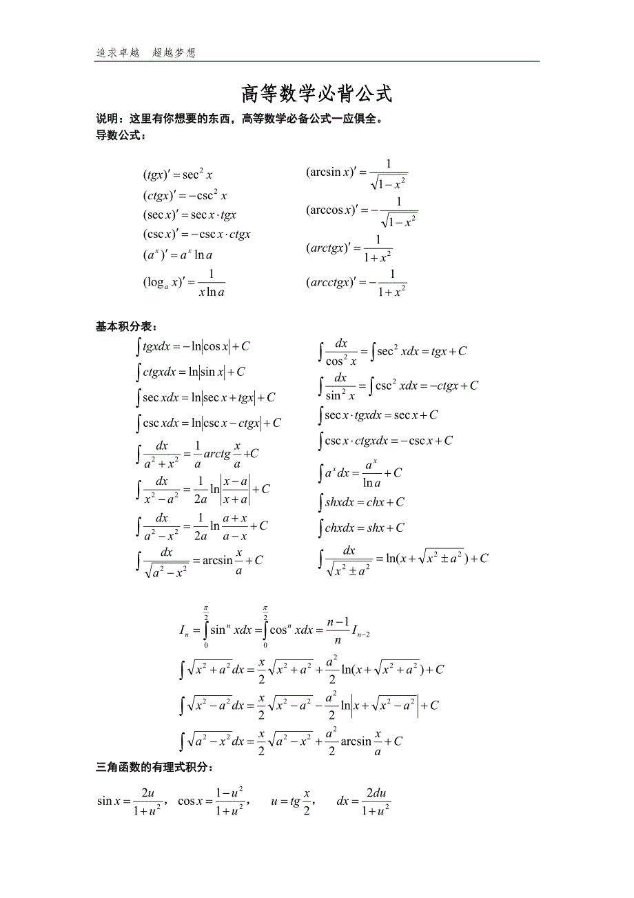 高等数学公式必背大全_第1页