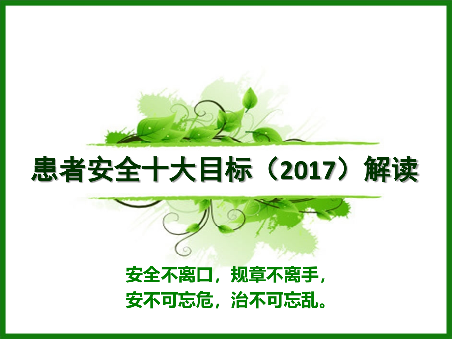 患者安全十大目标2017幻灯片_第1页