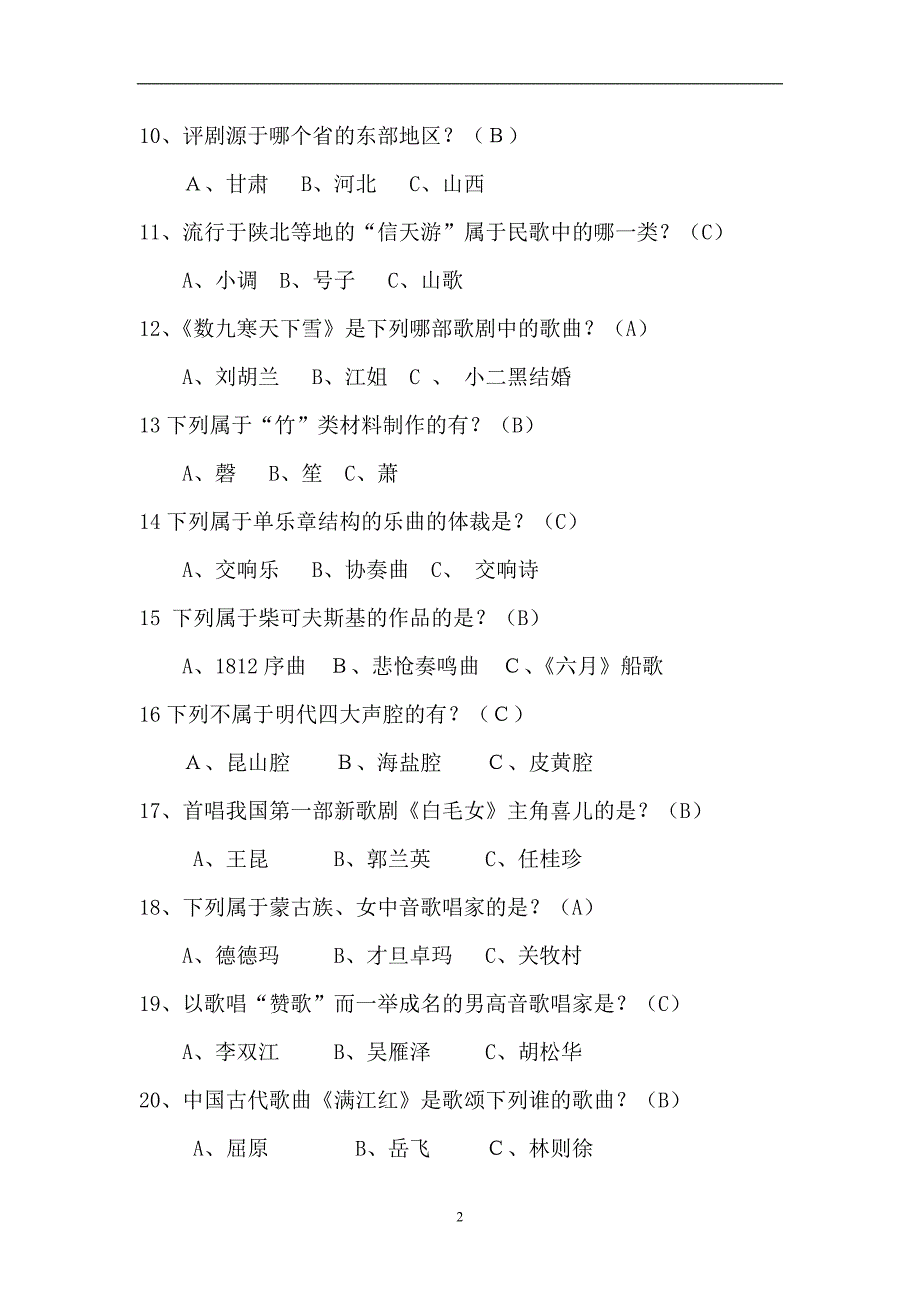 2020年整理音乐知识竞赛题目.doc_第2页