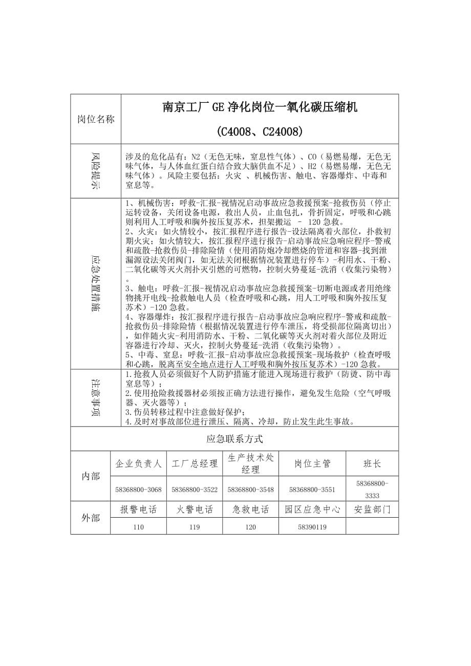 南京工厂GE净化岗位应急处置卡_第3页