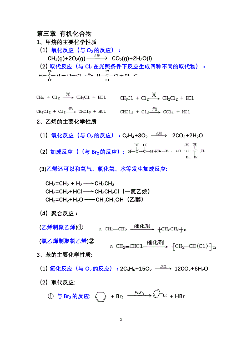 高中化学必修二方程式总结_第2页