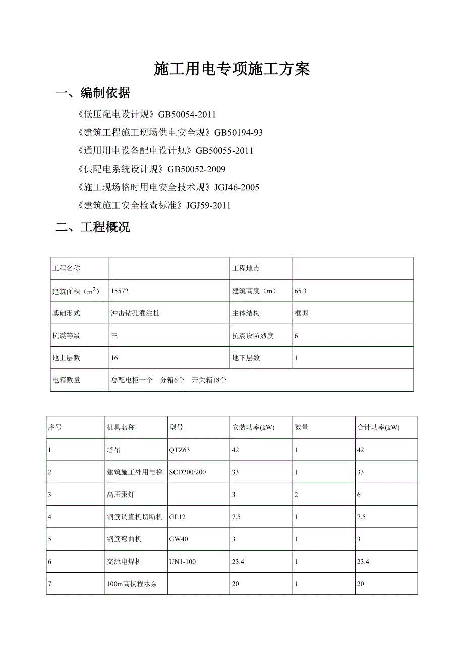 施工用电专项工程施工组织设计方案_第1页