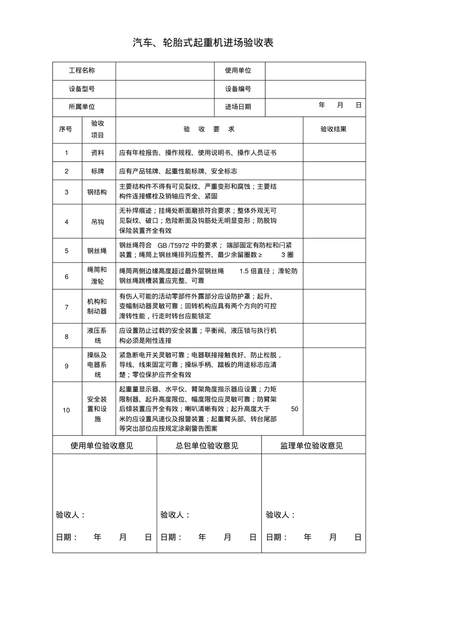 汽车吊进 场验收表_第1页