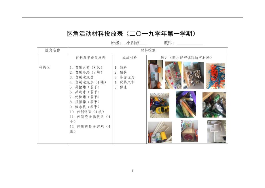 2020年整理小班区角活动材料投放表.doc_第1页