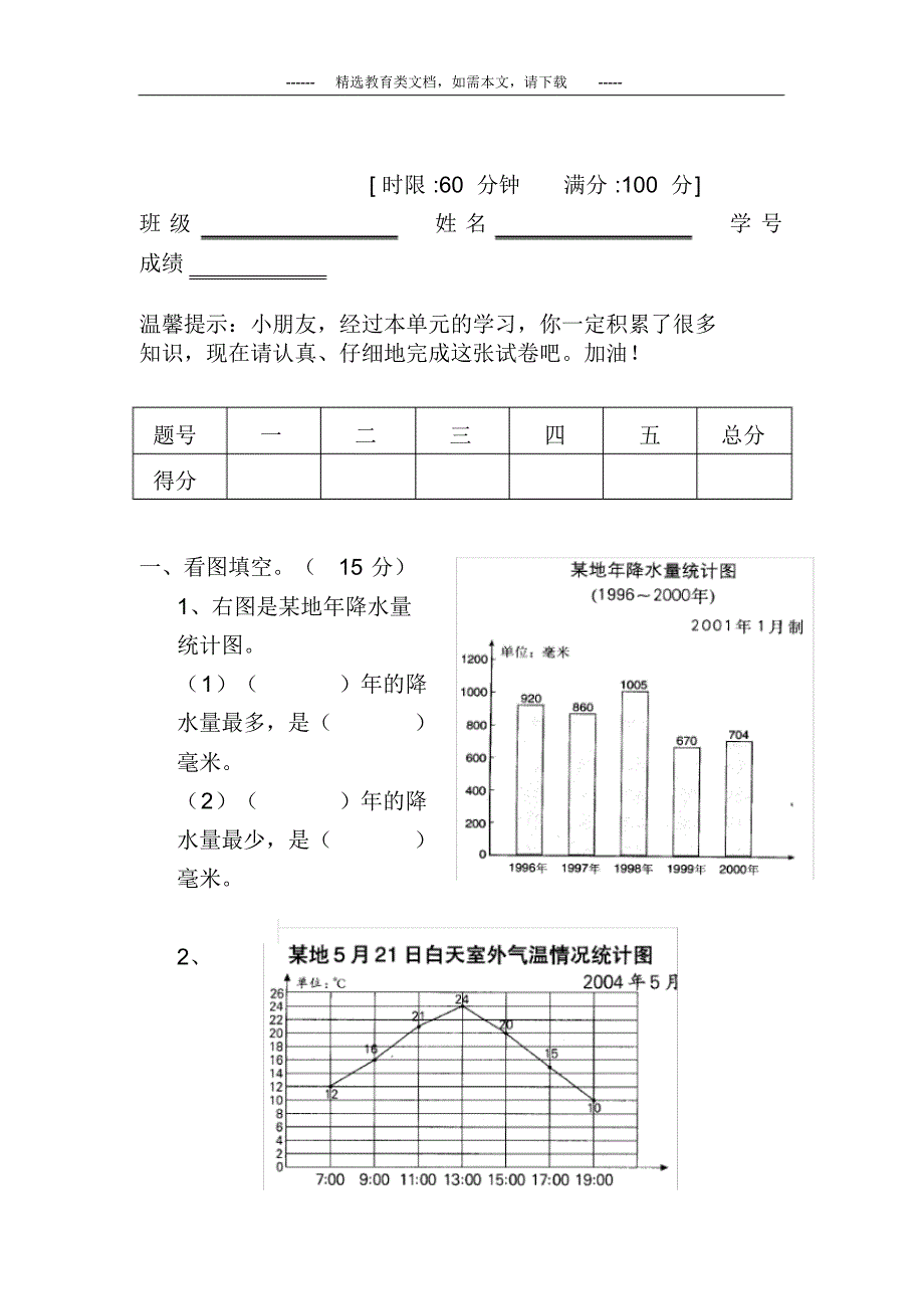 2020最新部编版四年级数学下册第七单元试卷(附答案)_第2页