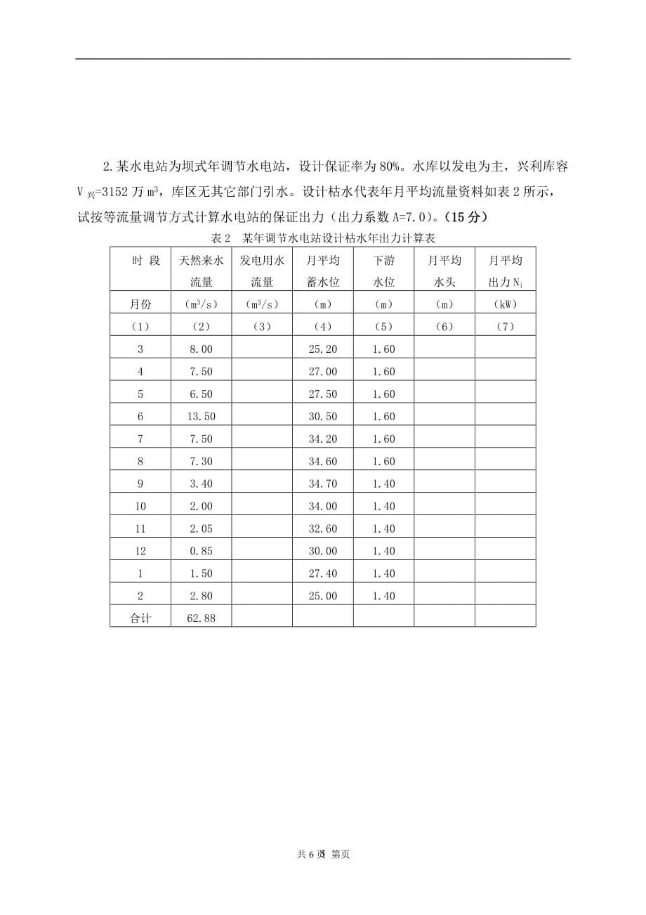 2020年整理水利计算考试题A卷.doc_第5页