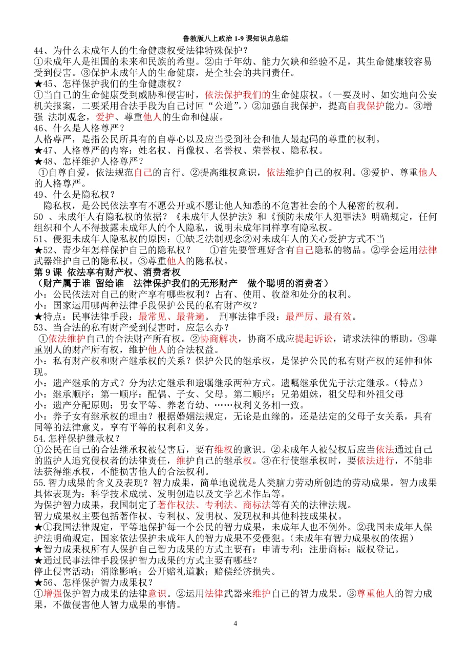 2020年整理政治八上知识点总结.doc_第4页