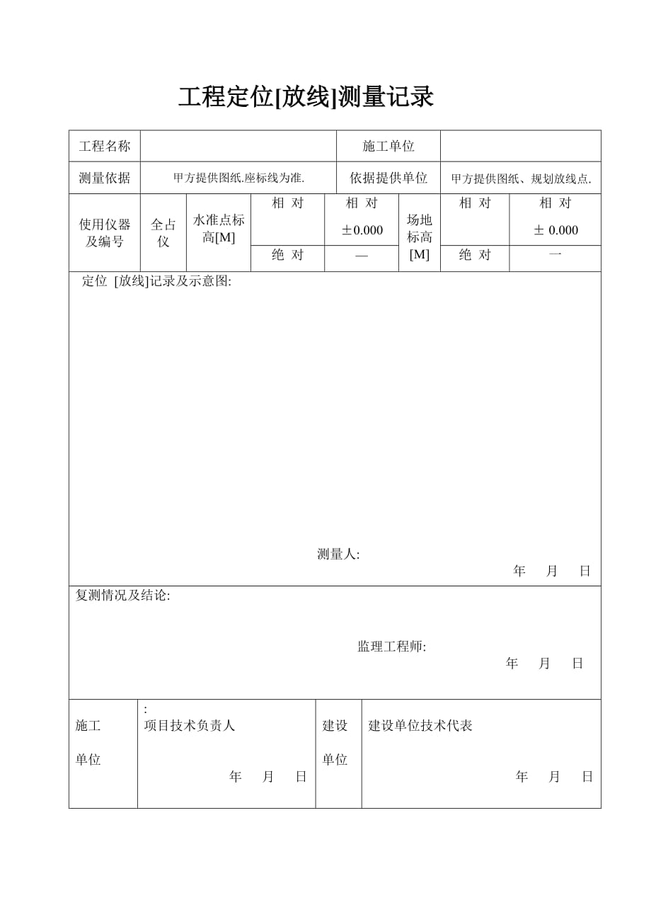 工程定位放线记录文本_第1页