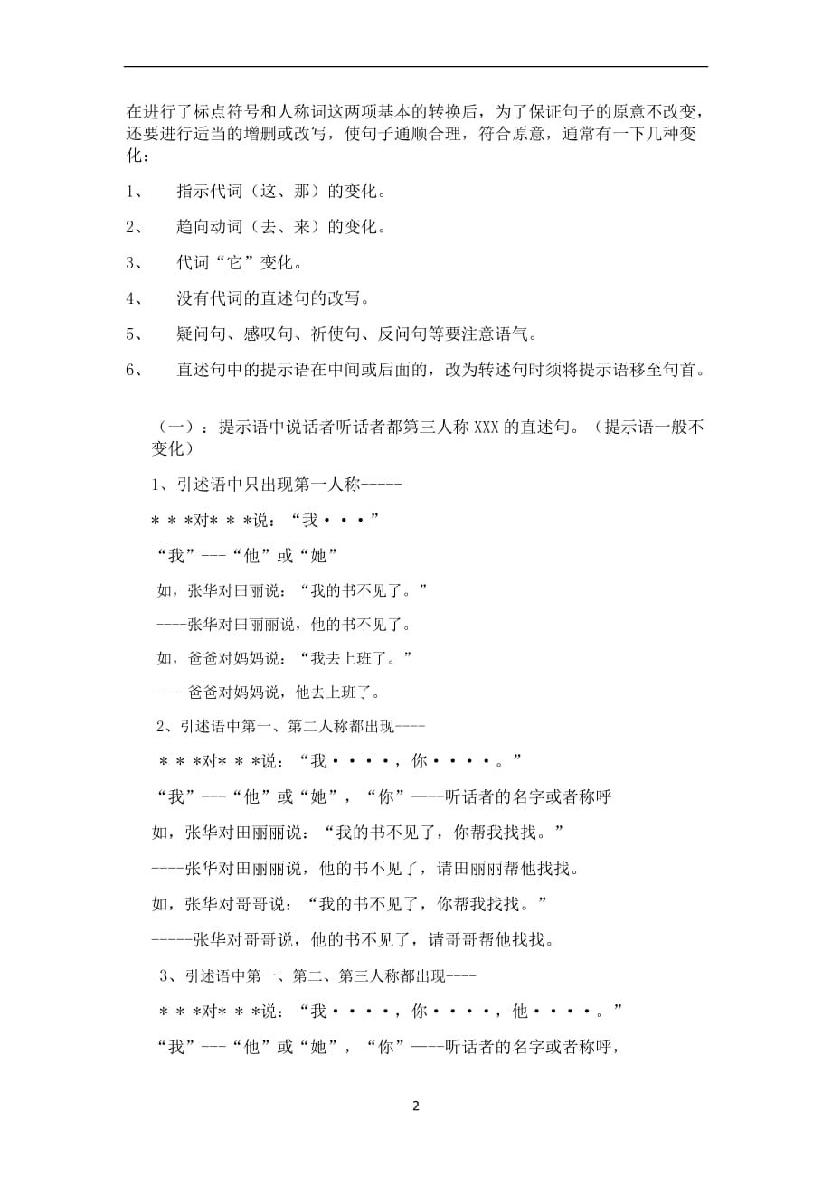 2020年整理直述句和转述句转换方法.doc_第2页