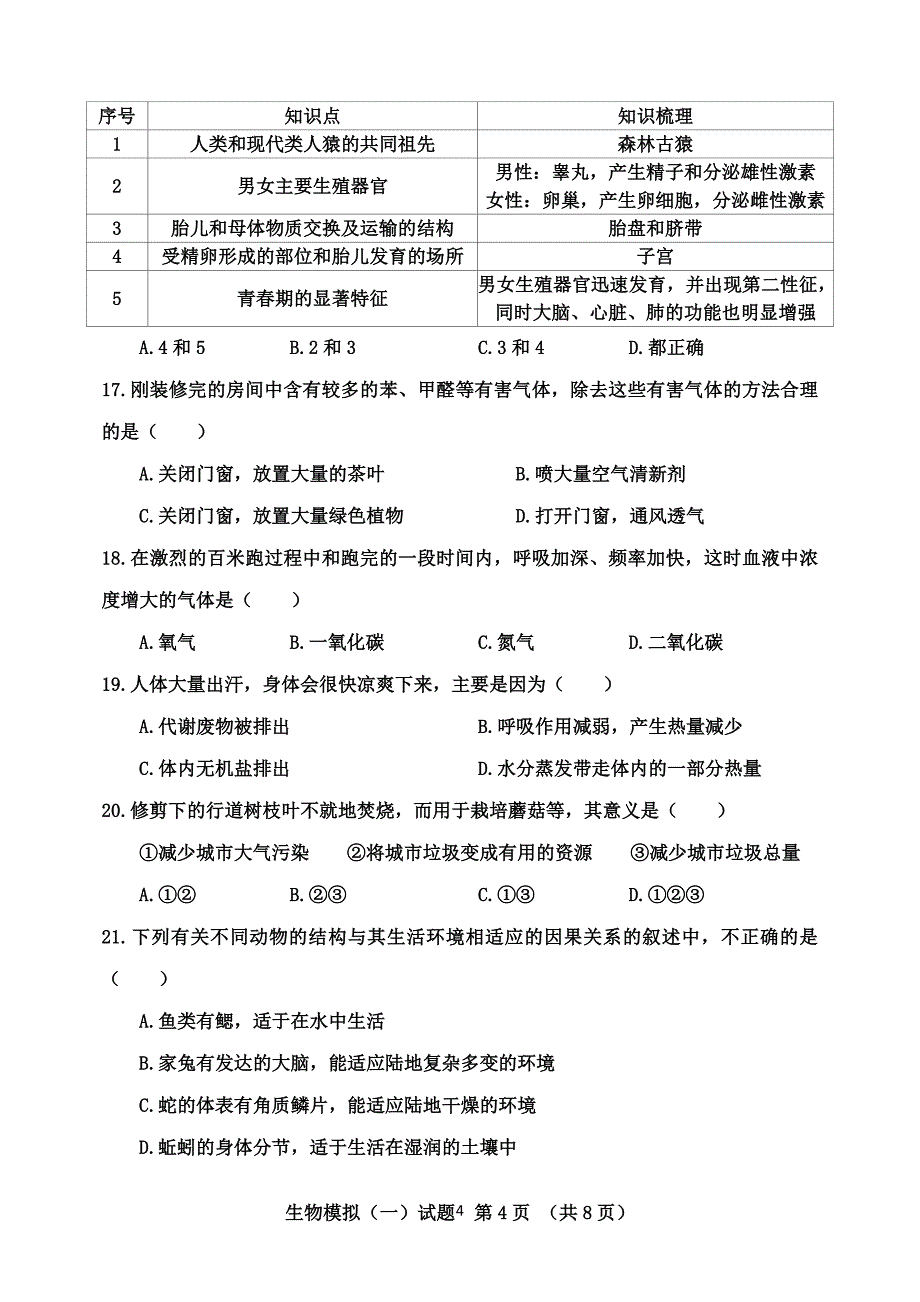 2020年整理生物会考模拟试题.doc_第4页