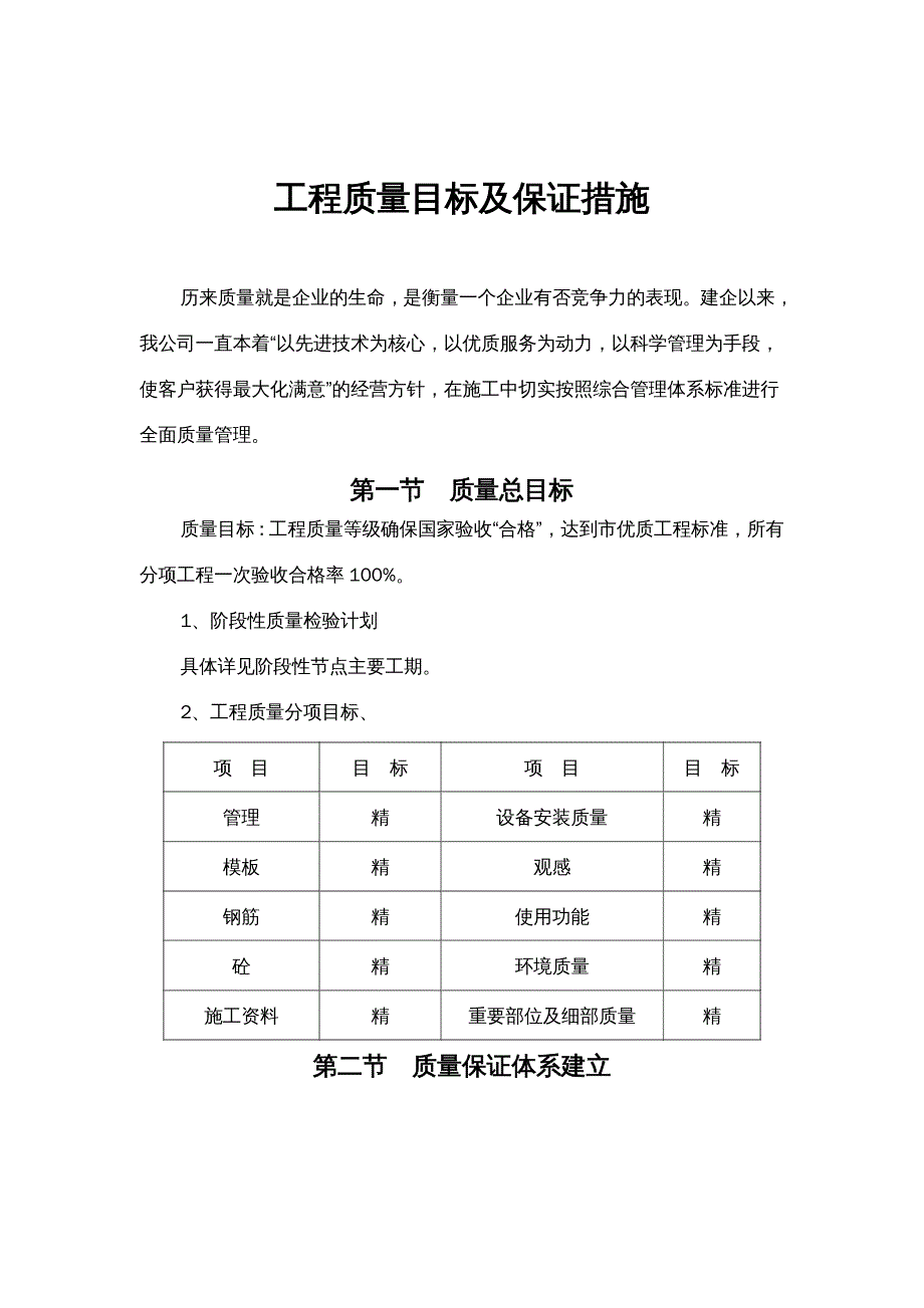 工程质量管理工程质量目标及保证措施DOC38页_第2页