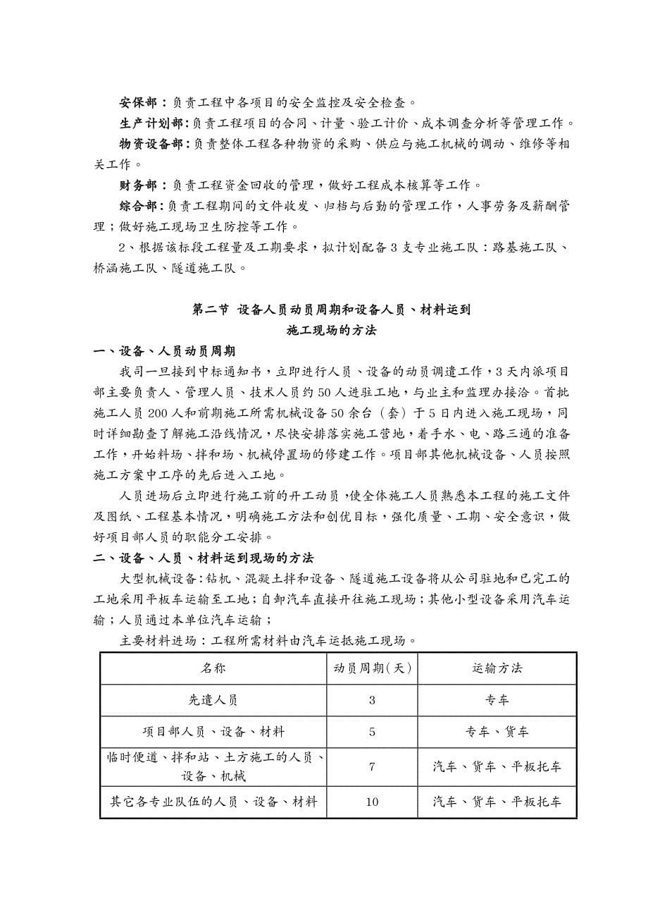 建筑工程管理表施工组织文字说明第合同段_第5页