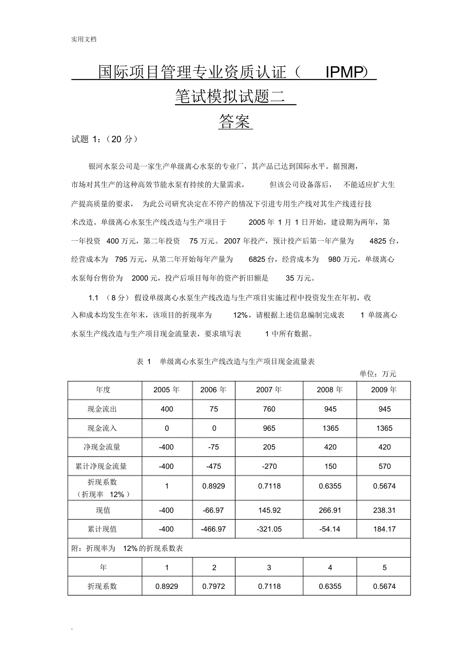 ipmp模拟试题二及答案_第1页