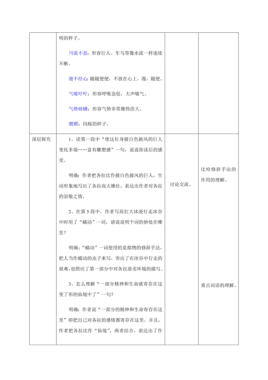 部编语文八年级下册第18课《在长江源头各拉丹东》教（学）案_第4页