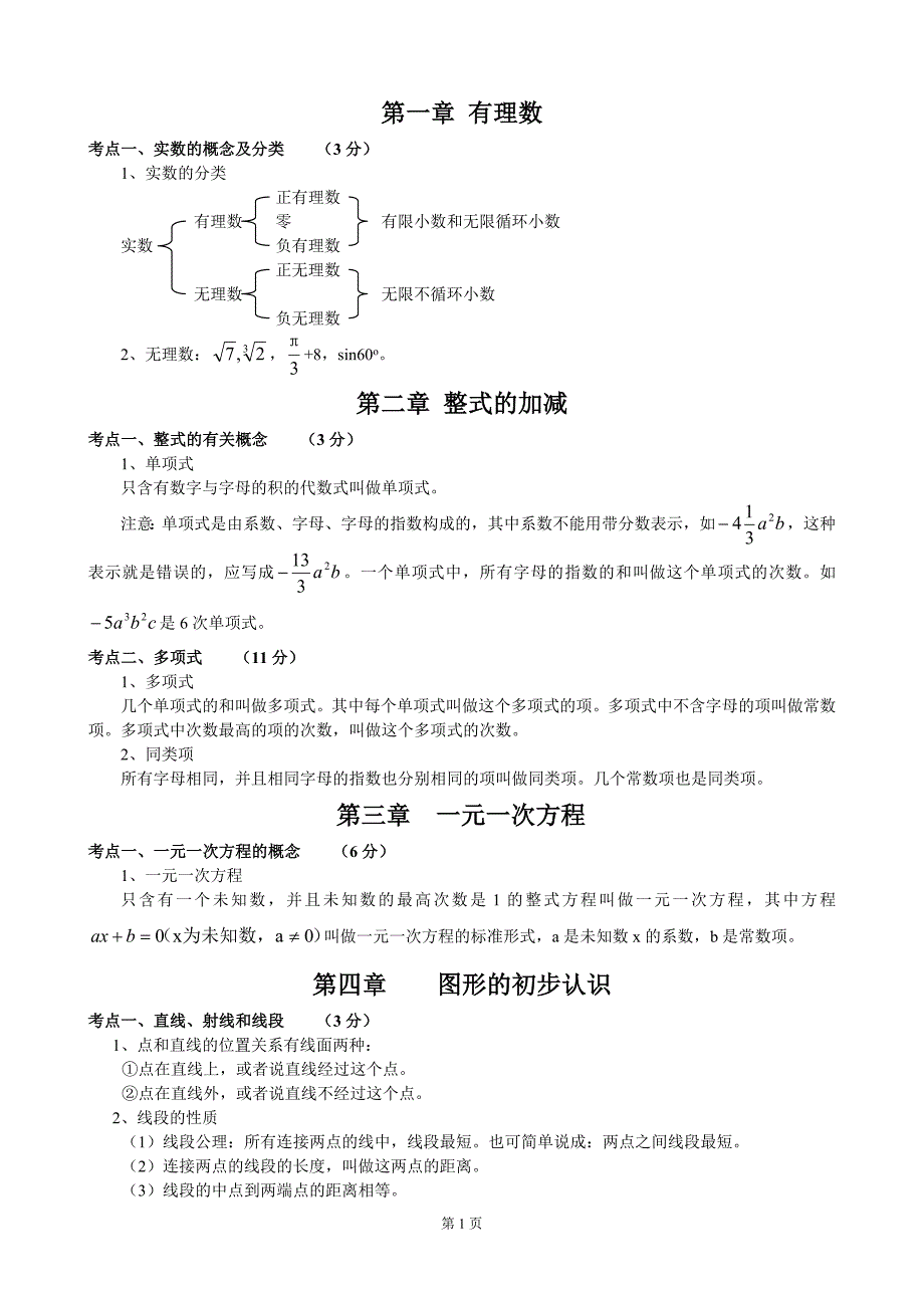 初中数学知识点归纳总结(精华版)_第1页