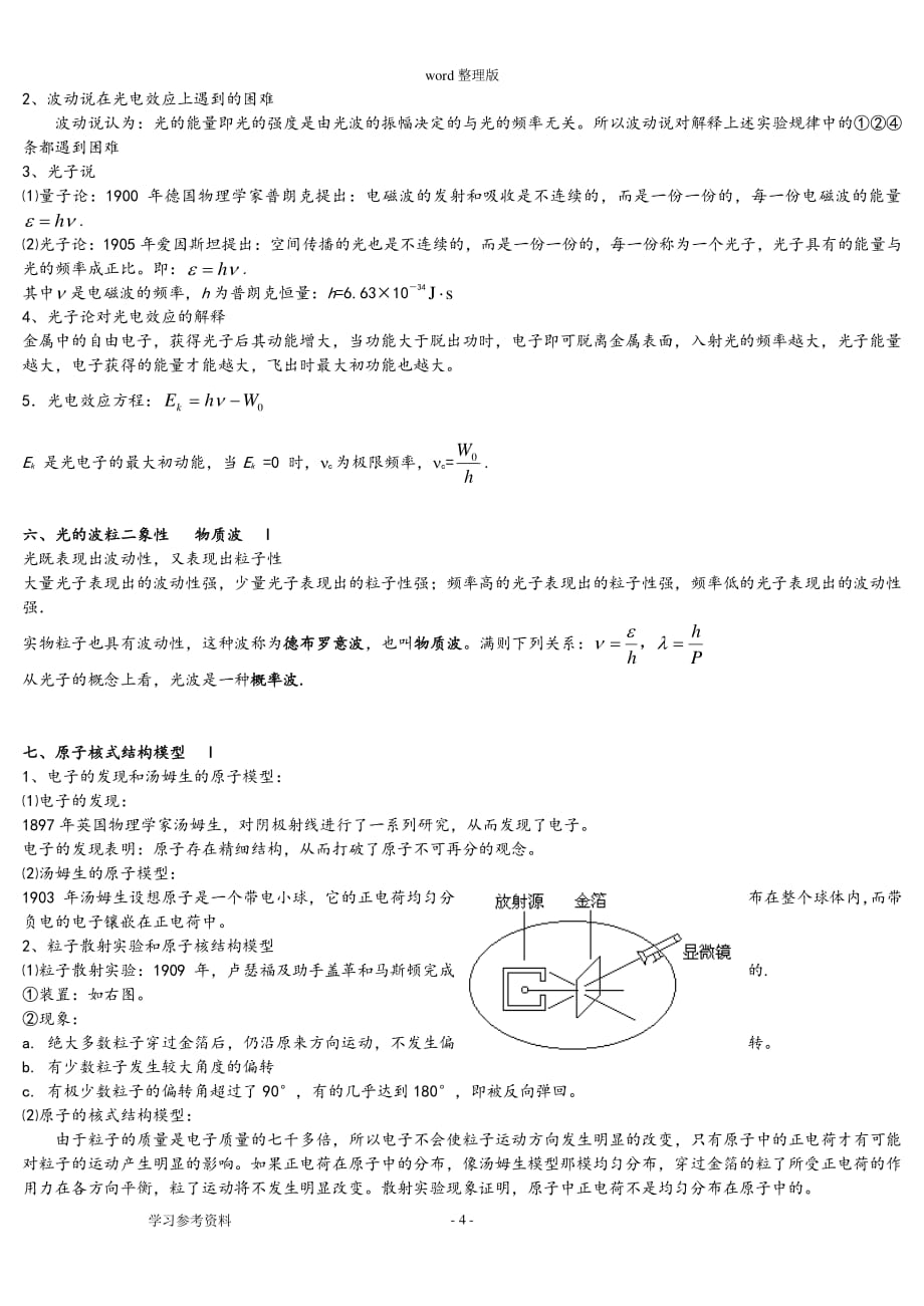 物理人教版高中选修35物理选修35知识点总结提纲精华版（2020年整理）.pdf_第4页