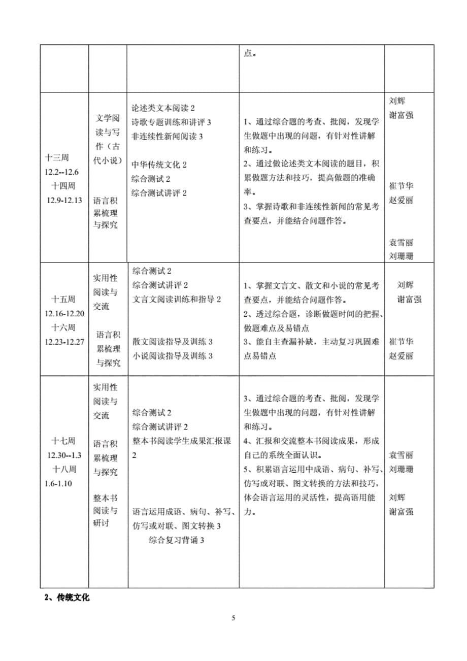 2019威海四中高二语文第一学期课程纲要_第5页