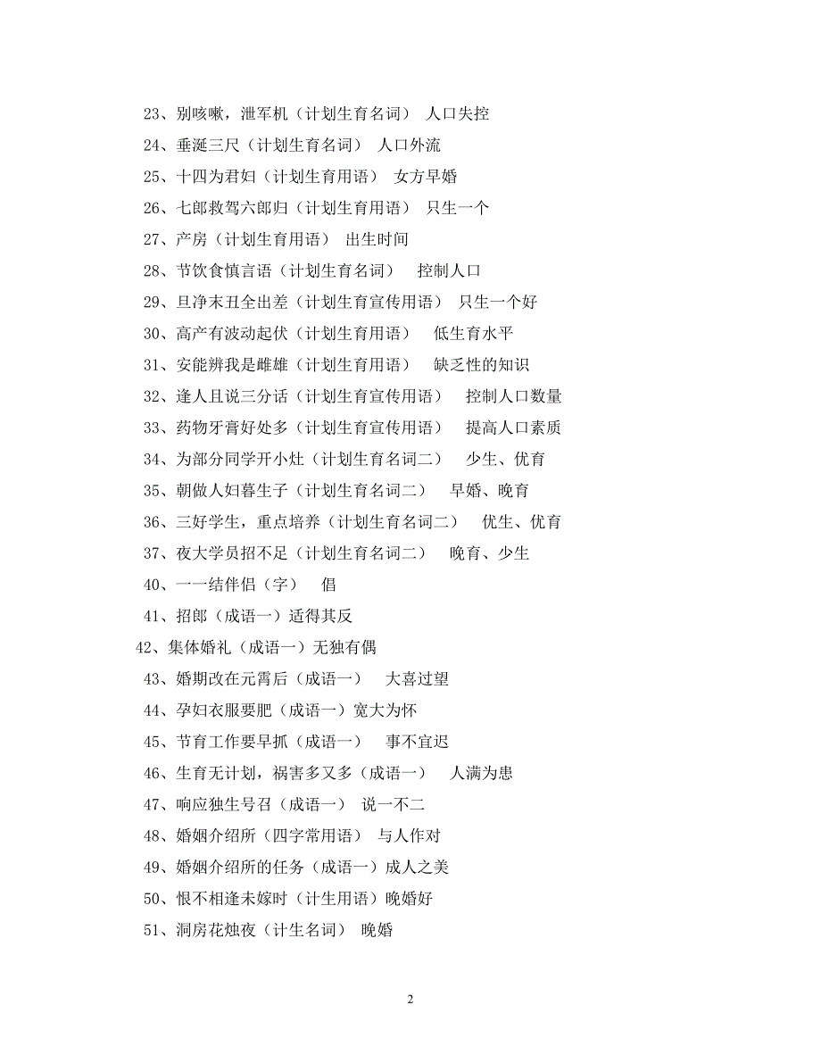 【精编】谜面-计划生育只生一个打一成语_第2页