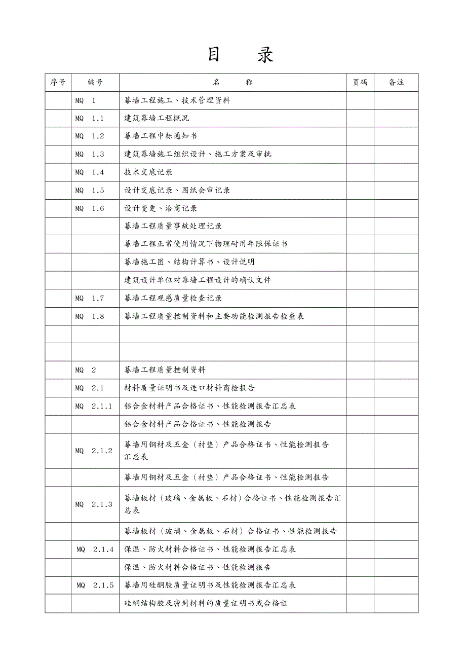 建筑工程质量建筑工程质量验收资料MQ幕墙_第2页