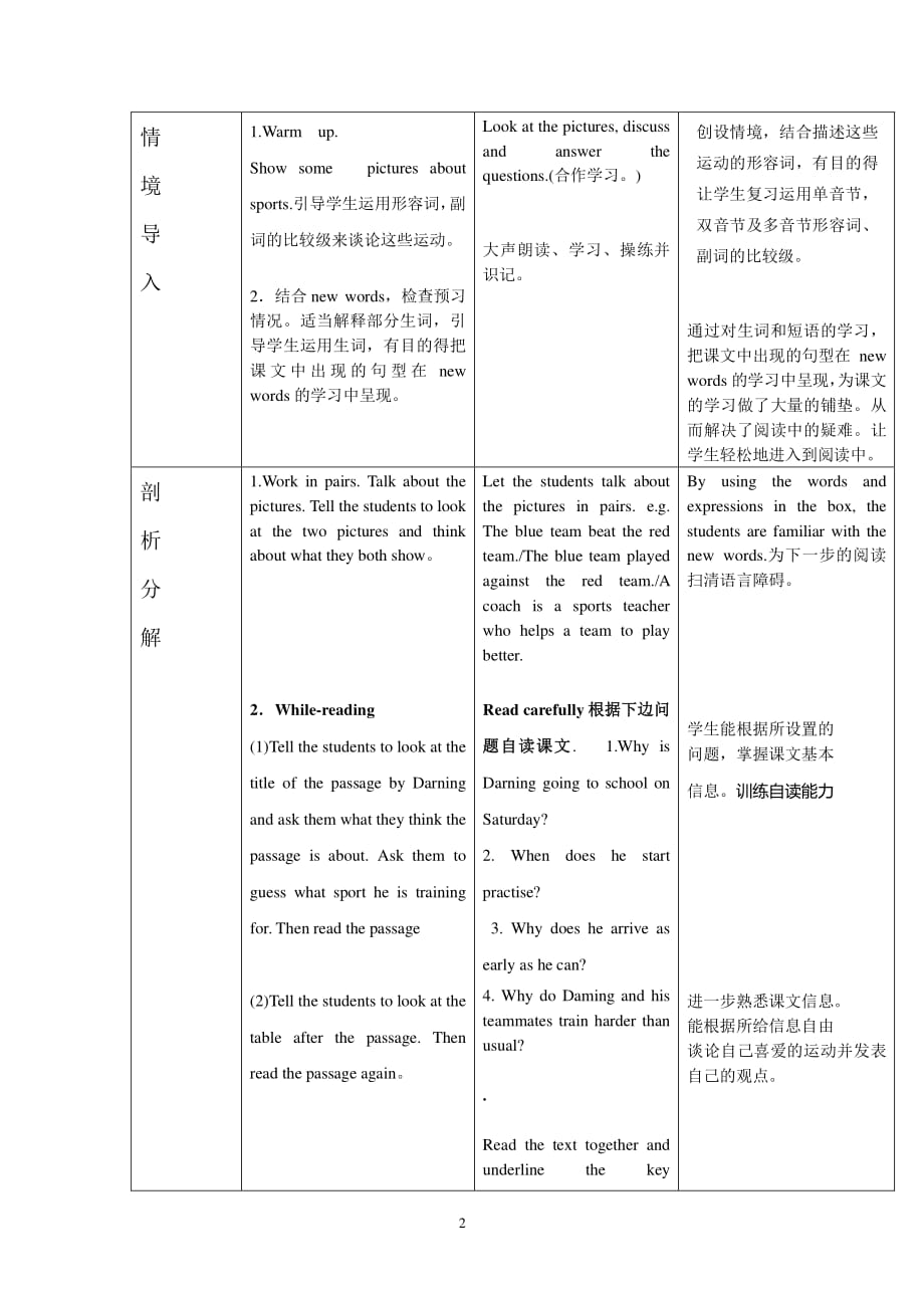 外研版八年级上册教案Module 3 Unit 2 This year we are training more carefully.（2020年整理）.pdf_第2页