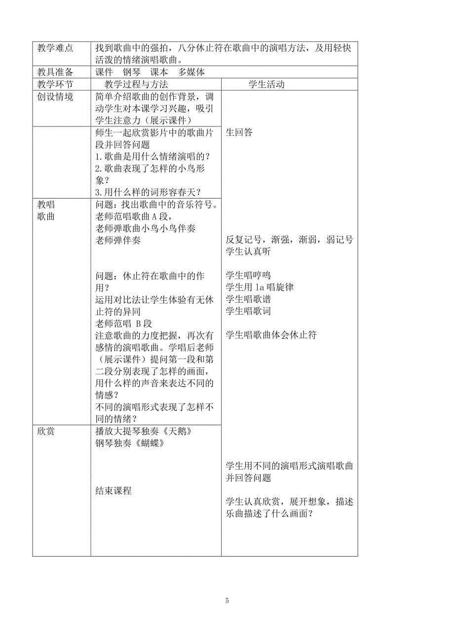 最新湖南文艺版五年级音乐下册教案（2020年整理）.pdf_第5页