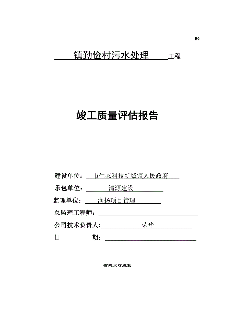 污水处理工程监理评估方案报告_第1页