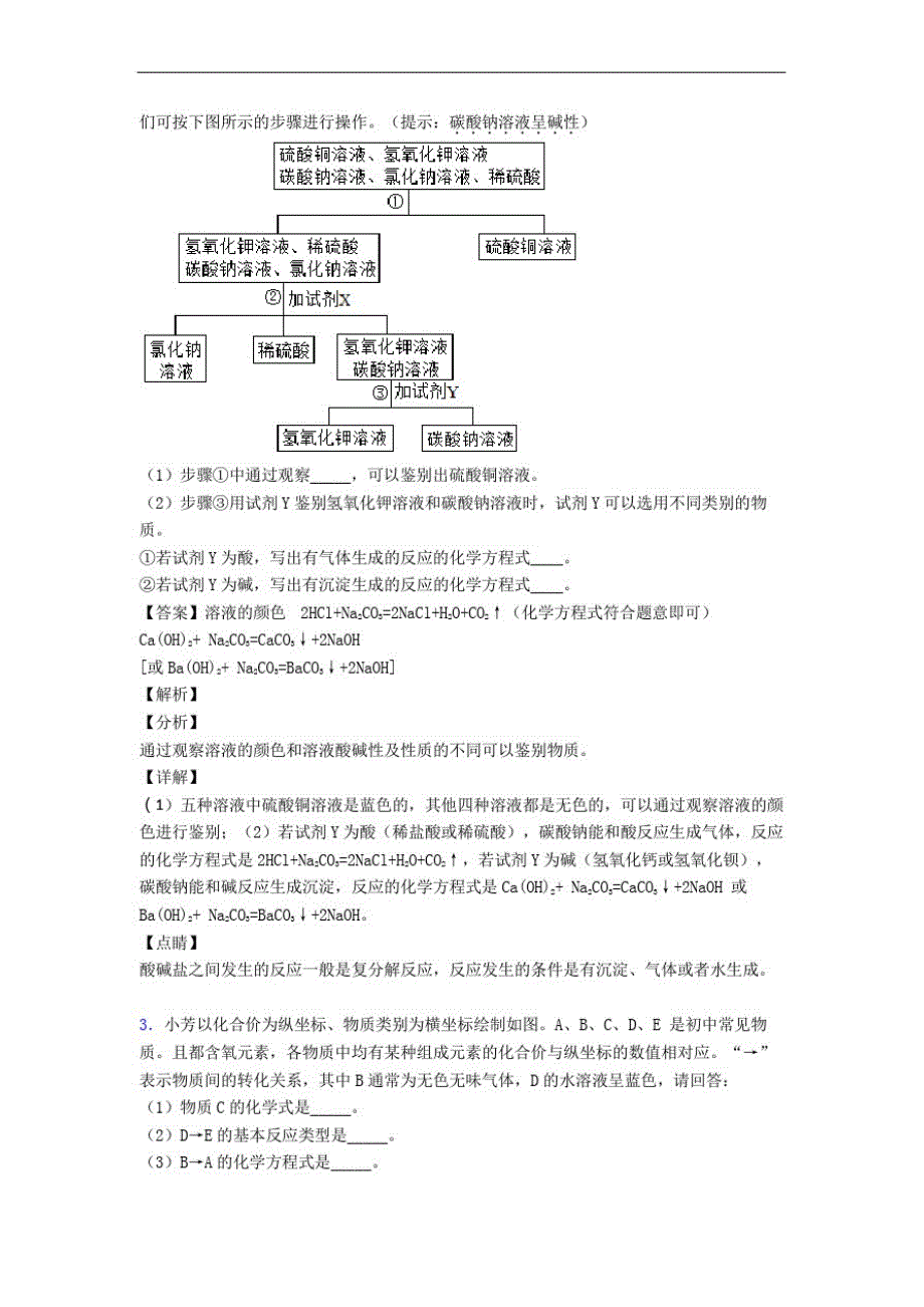 2020-2021备战中考化学压轴题之推断题(备战中考题型整理,突破提升)附答案解析_第2页